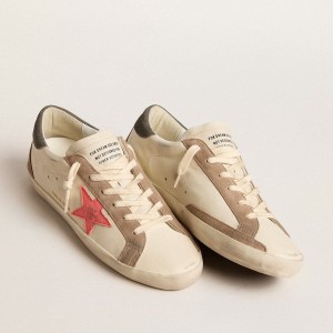 Golden Goose Super-Star LTD Sneakers With Pink Gabardine Star And Gray Suede Heel Tab GWF00102.F005853.82656