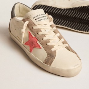 Golden Goose Super-Star LTD Sneakers With Pink Gabardine Star And Gray Suede Heel Tab GWF00102.F005853.82656