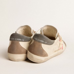 Golden Goose Super-Star LTD Sneakers With Pink Gabardine Star And Gray Suede Heel Tab GWF00102.F005853.82656