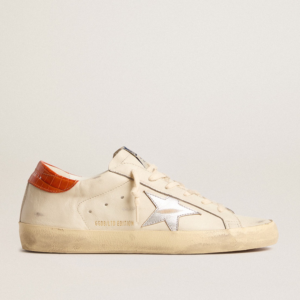 Golden Goose Super-Star LTD Sneakers With Silver Leather Star And Croc-print Leather Heel Tab GWF00101.F005979.11367