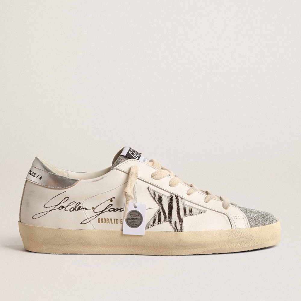 Golden Goose Super-Star LTD Sneakers With Silver Swarovski Crystal Tongue GWF00101.F004661.82326