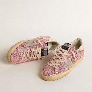 Golden Goose Super-Star LTD Sneakers With Suede Star And Pink Swarovski Crystals GWF00101.F004644.25685