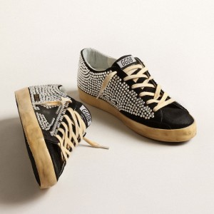 Golden Goose Super-Star LTD Sneakers With Swarovski Crystals And Black Leather Star GWF00101.F004091.90100