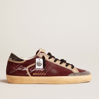 Golden Goose Super-Star Penstar LAB Sneakers Sneakers In Burgundy Suede With Perforated Star GMF00172.F004363.40448