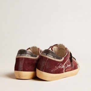 Golden Goose Super-Star Penstar LAB Sneakers Sneakers In Burgundy Suede With Perforated Star GMF00172.F004363.40448