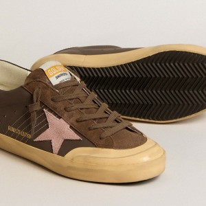 Golden Goose Super-Star Penstar Sneakers LTD Sneakers In Brown Leather With Pink Suede Star GWF00107.F005204.55574