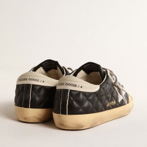 Golden Goose Super-Star Penstar Sneakers In Black Matelasse Nappa With Silver Star GWF00107.F004657.90400