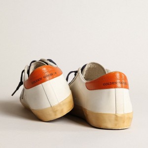 Golden Goose Super-Star Penstar Sneakers With Silver Star And Orange Heel Tab GMF00107.F004029.11367