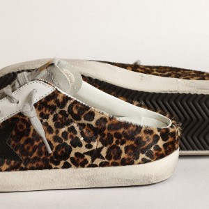 Golden Goose Super-Star Sneakers Sabot Sneakers In Leopard Print Pony Skin With Black Star GWF00110.F003380.80189