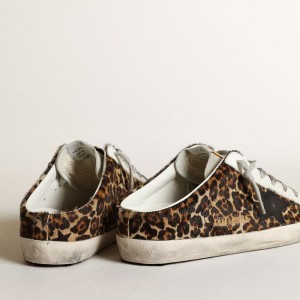 Golden Goose Super-Star Sneakers Sabot Sneakers In Leopard Print Pony Skin With Black Star GWF00110.F003380.80189