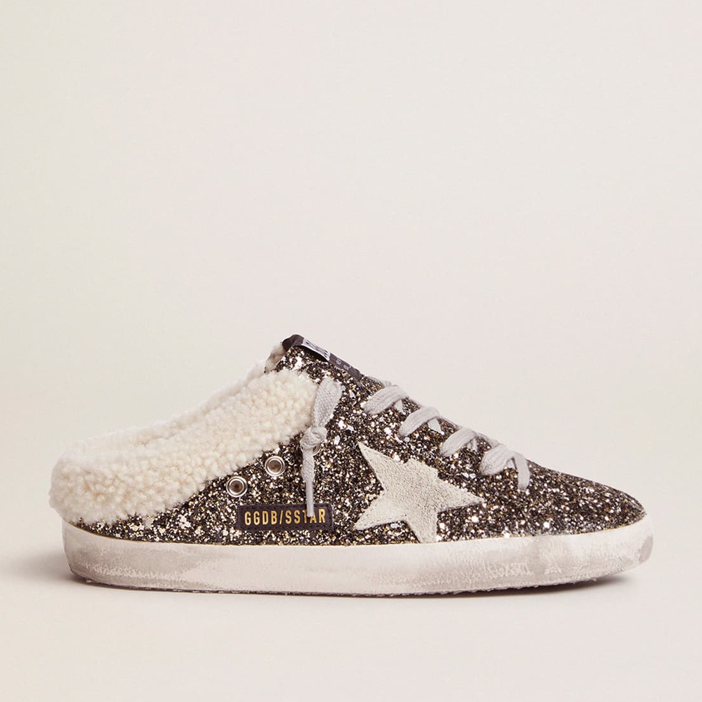 Golden Goose Super-Star Sabot Sneakers With Glitter And Shearling Interior GWF00110.F000296.80293