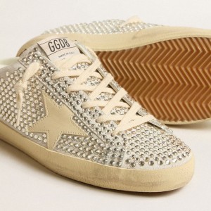 Golden Goose Super-Star Sabots LTD Sneakers In Swarovski Crystals With White Leather Star GWF00110.F005201.10274