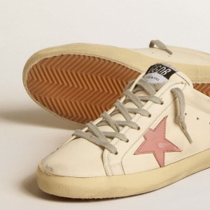 Golden Goose Super-Star Sabots Sneakers In Nappa With Pink Leather Star GWF00110.F005130.11651