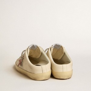 Golden Goose Super-Star Sabots Sneakers In Nappa With Pink Leather Star GWF00110.F005130.11651