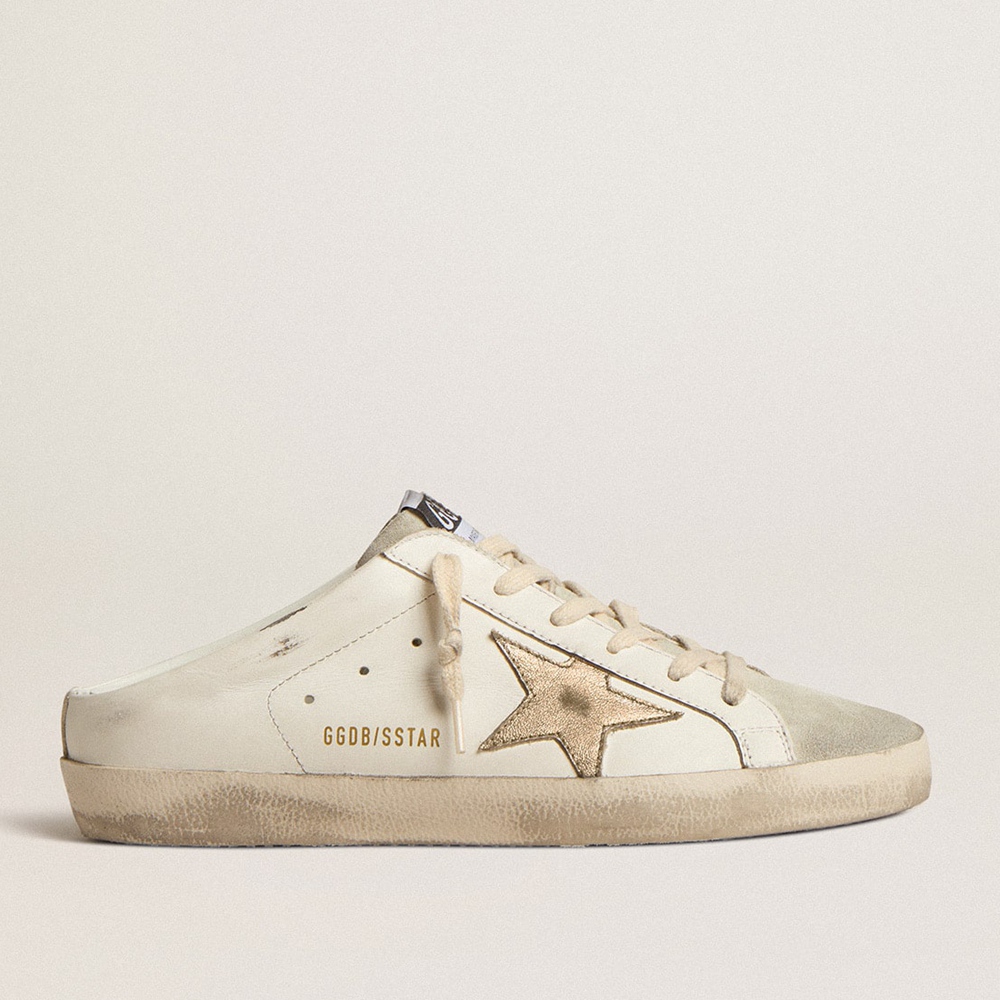 Golden Goose Super-Star Sabots Sneakers With Platinum Star And Ice-gray Suede Tongue GWF00110.F005347.11702