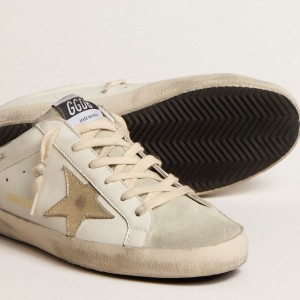 Golden Goose Super-Star Sabots Sneakers With Platinum Star And Ice-gray Suede Tongue GWF00110.F005347.11702