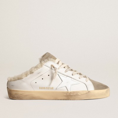 Golden Goose Super-Star Sneakers Sabots With White Leather Star And Shearling Lining GWF00110.F003975.81760