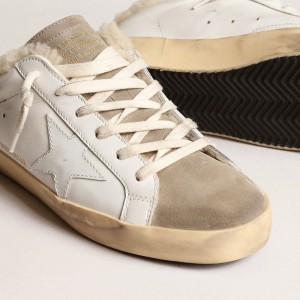 Golden Goose Super-Star Sneakers Sabots With White Leather Star And Shearling Lining GWF00110.F003975.81760