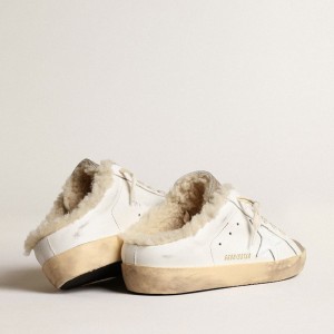 Golden Goose Super-Star Sneakers Sabots With White Leather Star And Shearling Lining GWF00110.F003975.81760