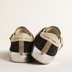 Golden Goose Super-Star Sneakers In Black Glitter With Cream Star And Suede Inserts GWF00587.F004683.90401