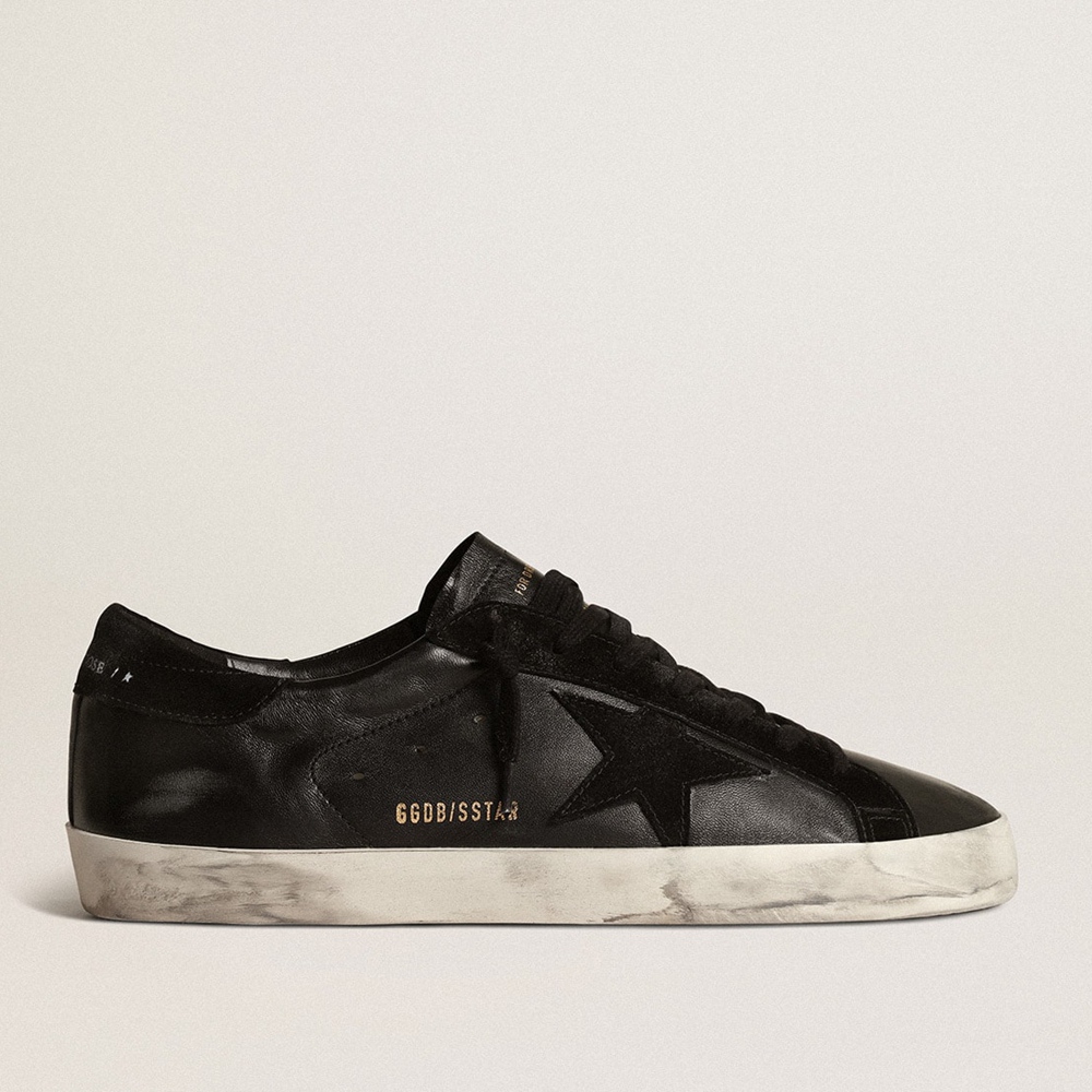 Golden Goose Super-Star Sneakers In Black Nappa With Black Suede Star And Heel Tab GMF00101.F003984.90100