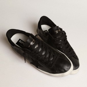 Golden Goose Super-Star Sneakers In Black Nappa With Black Suede Star And Heel Tab GMF00101.F003984.90100