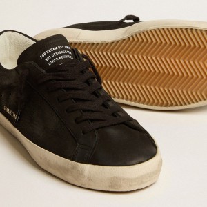 Golden Goose Super-Star Sneakers In Black Nubuck With Perforated Star And Black Nubuck Heel Tab GMF00105.F005223.90100