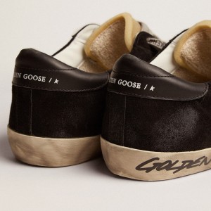 Golden Goose Super-Star Sneakers In Black Suede With Silver Laminated Leather Star GMF00101.F002679.90179