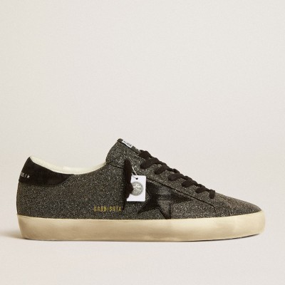 Golden Goose Super-Star Sneakers In Black Swarovski Crystals With Black Suede Star GMF00101.F005170.90100