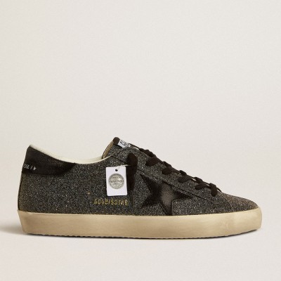 Golden Goose Super-Star Sneakers In Black Swarovski Crystals With Black Suede Star GWF00101.F005170.90100