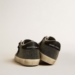 Golden Goose Super-Star Sneakers In Black Swarovski Crystals With Black Suede Star GWF00101.F005170.90100