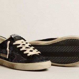 Golden Goose Super-Star Sneakers In Black Velvet And Suede With Black Suede Star GMF00666.F005195.90100