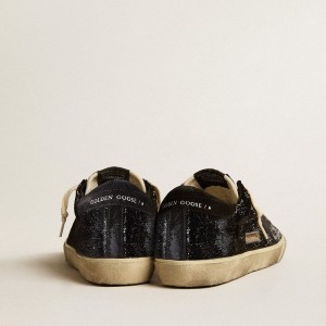 Golden Goose Super-Star Sneakers In Black Velvet And Suede With Black Suede Star GMF00666.F005195.90100