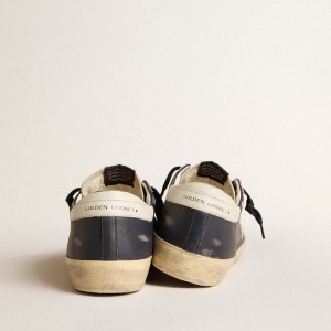 Golden Goose Super-Star Sneakers In Blue Nappa Leather With White Leather Star And Heel Tab GMF00107.F006039.50862