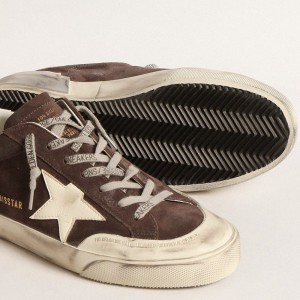 Golden Goose Super-Star Sneakers In Gray Suede With Ecru Nappa Star And Heel Tab GMF00364.F004563.60435