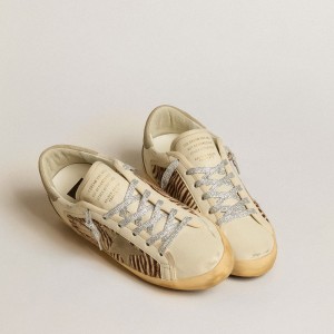 Golden Goose Super-Star Sneakers In Leather And Pony Skin With Dove-gray Suede Star And Heel Tab GWF00104.F005158.82498