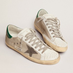 Golden Goose Super-Star Sneakers In Light Silver Mesh With Gray Star GMF00101.F002686.70215