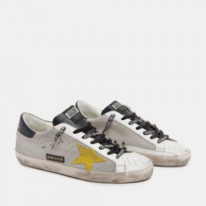 Golden Goose Super-Star Sneakers In Mesh With Yellow Suede Star And Black Leather Heel Tab GMF00101.F000345.80305