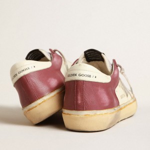 Golden Goose Super-Star Sneakers In Nappa Leather With Burgundy Inserts And Silver Star GMF00374.F004080.82147