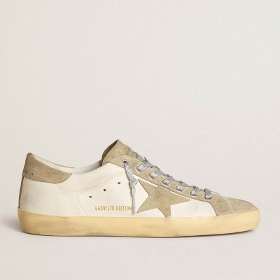 Golden Goose Super-Star Sneakers In Nappa With Ice-gray Suede Star And Black Embroidery GMF00101.F005163.10276