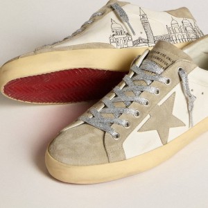 Golden Goose Super-Star Sneakers In Nappa With Ice-gray Suede Star And Black Embroidery GMF00101.F005163.10276