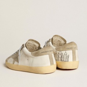 Golden Goose Super-Star Sneakers In Nappa With Ice-gray Suede Star And Black Embroidery GMF00101.F005163.10276