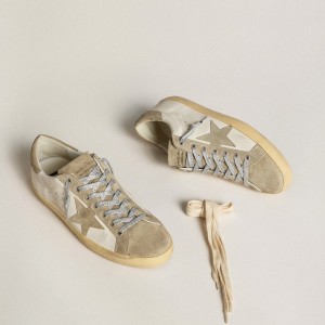 Golden Goose Super-Star Sneakers In Nappa With Ice-gray Suede Star And Black Embroidery GWF00101.F005163.10276