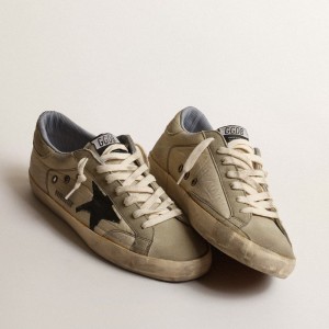 Golden Goose Super-Star Sneakers In Nylon With Black Screen-printed Star And Suede Heel Tab GMF00498.F004193.82178