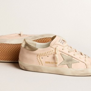 Golden Goose Super-Star Sneakers In Pink Nappa With Ice-gray Star And Platinum Heel Tab GWF00101.F005968.25733