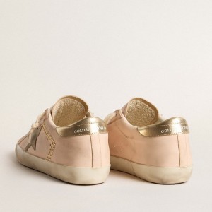 Golden Goose Super-Star Sneakers In Pink Nappa With Ice-gray Star And Platinum Heel Tab GWF00101.F005968.25733