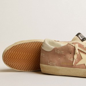 Golden Goose Super-Star Sneakers In Powder-pink Suede With Cream Leather Star GWF00101.F005272.25703