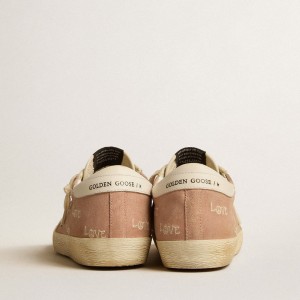 Golden Goose Super-Star Sneakers In Powder-pink Suede With Cream Leather Star GWF00101.F005272.25703