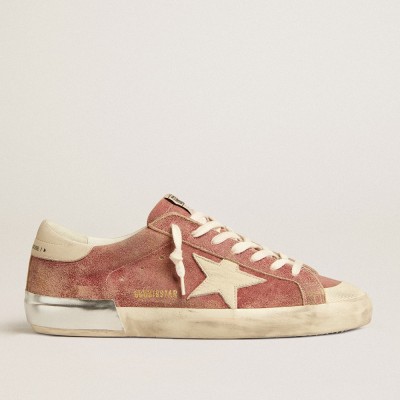 Golden Goose Super-Star Sneakers In Red Leather With Cream Nubuck Star And Heel Tab GMF00659.F005190.40474