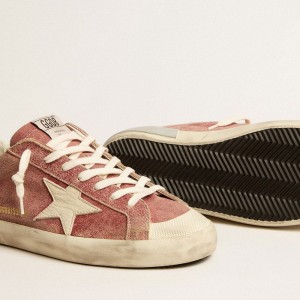 Golden Goose Super-Star Sneakers In Red Leather With Cream Nubuck Star And Heel Tab GMF00659.F005190.40474